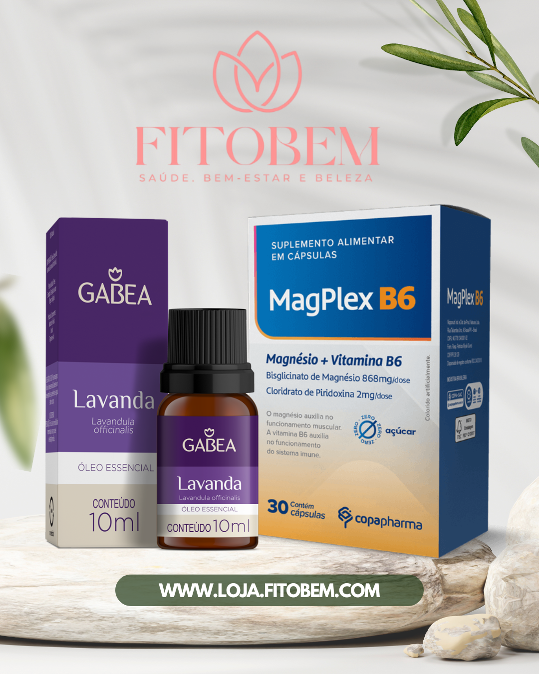 Kit TRANQUILIDADE NATURAL: Óleo essencial de Lavanda 10 ml + Magplex B6 com 30 cápsulas