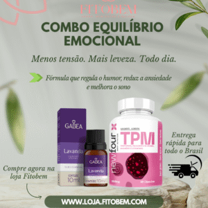 COMBO EQUILÍBRIO EMOCIONAL: TPM New Four com 60 cápsulas + óleo essencial de Lavanda Gabea 10mL
