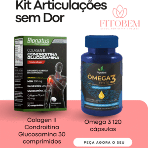kit Articulações sem Dor: Colagen II Condroitina Glucosamina 30 caps + Omega 3 120 caps Phytowest