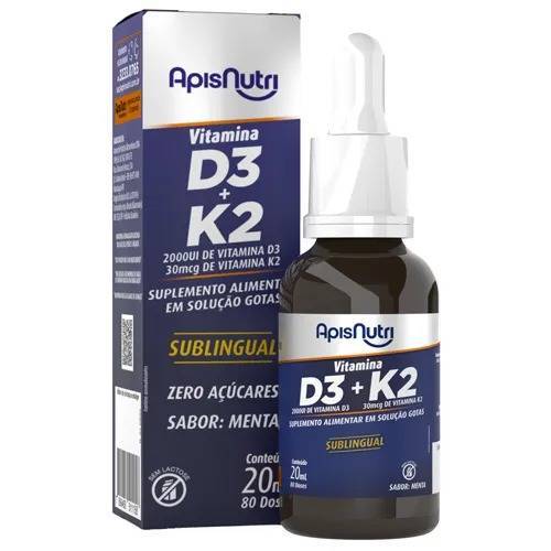 Vitamina D3 (2000UI) + K2 (30mcg) Apisnutri – 20ml (80 doses)