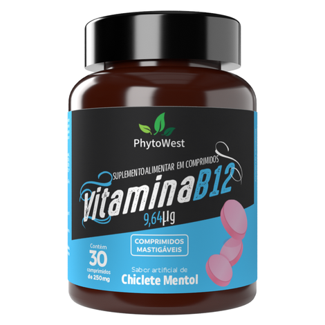 Vitamina B12 metilcobalamina 9,64mcg com 30 comprimidos mastigáveis Phytowest