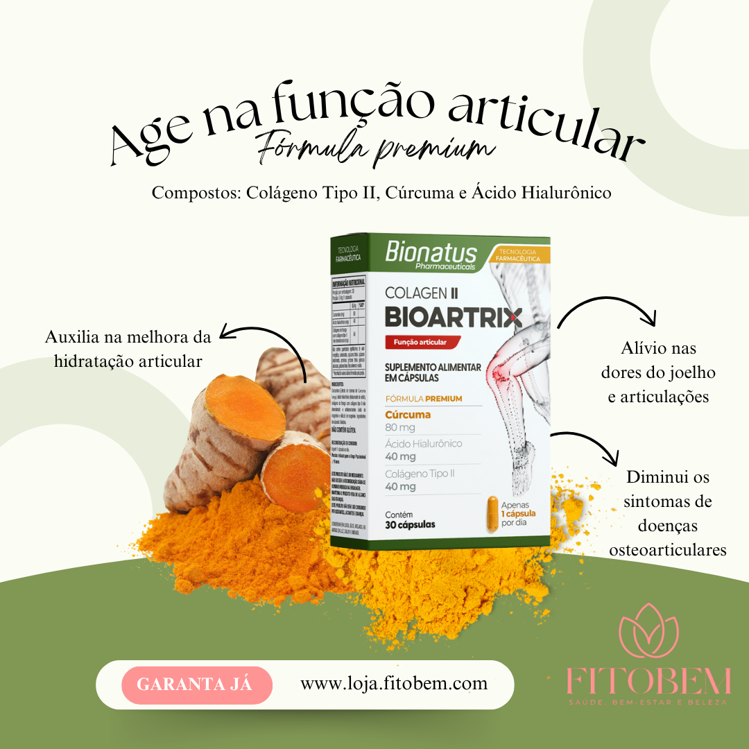 Bioartrix Colágeno II, curcumina, ácido hialurônico com 30 cápsulas – Fórmula Premium para Articulações - Imagem 2